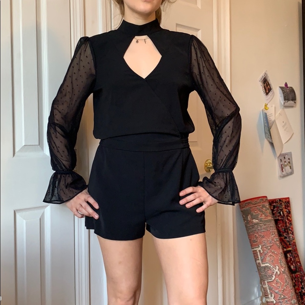 Parker Lace Sleeved High Neck Romper